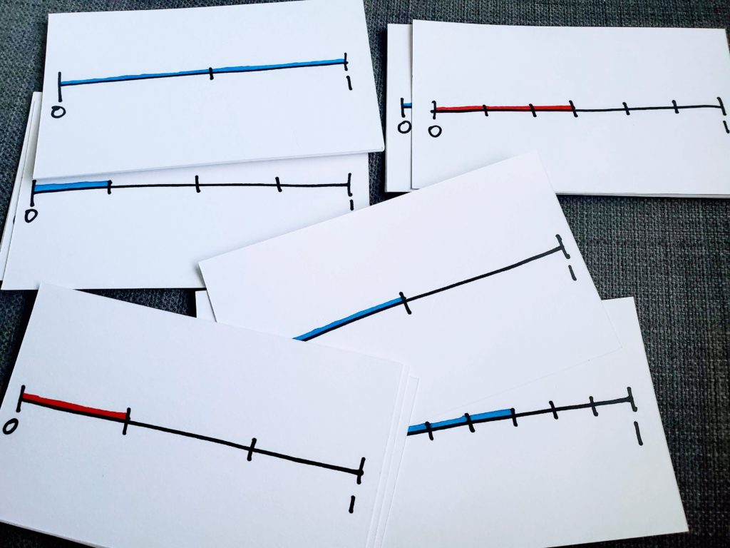 Fractions on number line cards