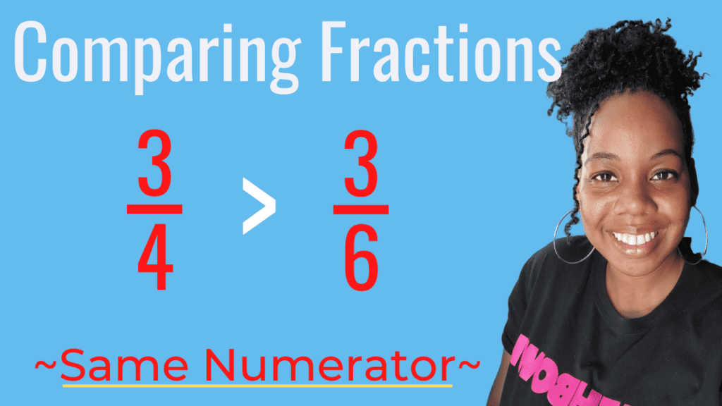Comparing fractions with the same numerator: three fourths is greater than three sixths
